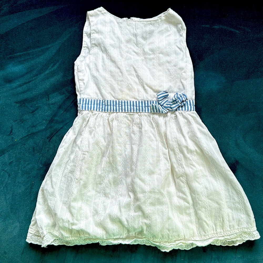 Nautica 4T Girls White Summer Dress with blue accent